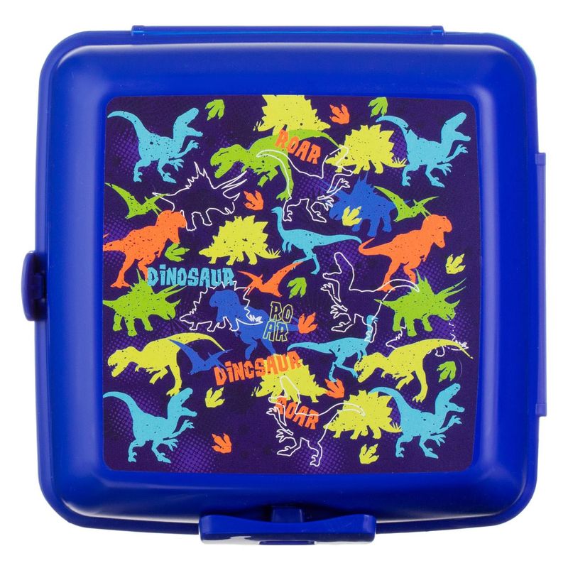 Casa si Gradina - Bucatarie si vesela - Organizare si depozitare bucatarie - Cutii alimentare - Caserola alimente, model dinozauri, albastru, capacitate 1.3l, plastic, 2 compartimente, microunde sigur - Infinity.ro