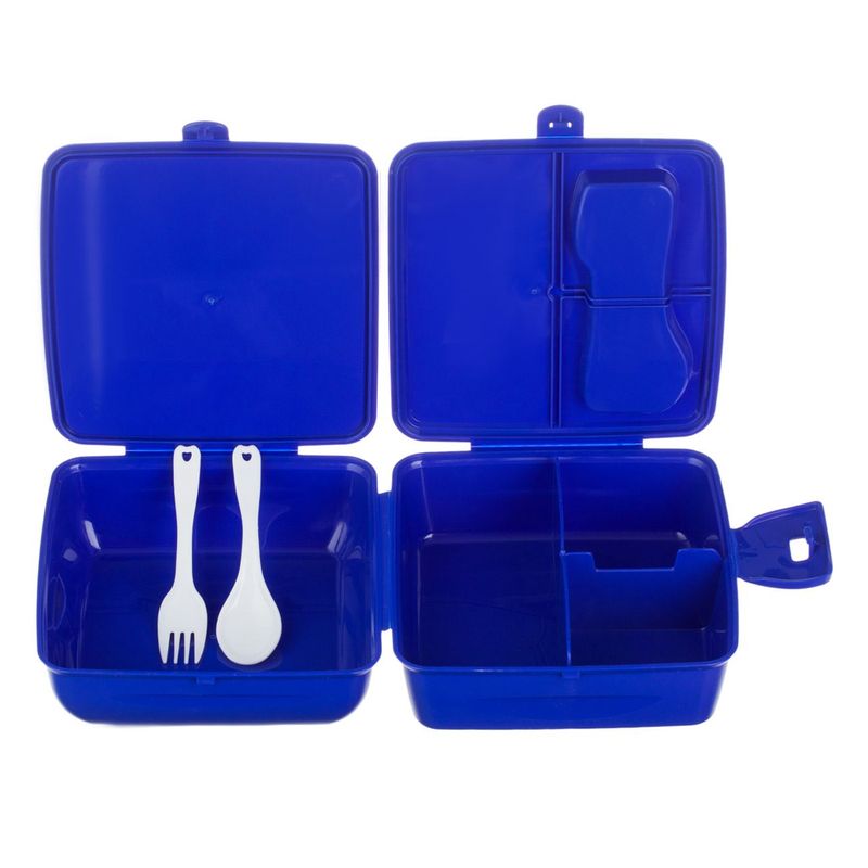 Casa si Gradina - Bucatarie si vesela - Organizare si depozitare bucatarie - Cutii alimentare - Caserola alimente, model dinozauri, albastru, capacitate 1.3l, plastic, 2 compartimente, microunde sigur - Infinity.ro