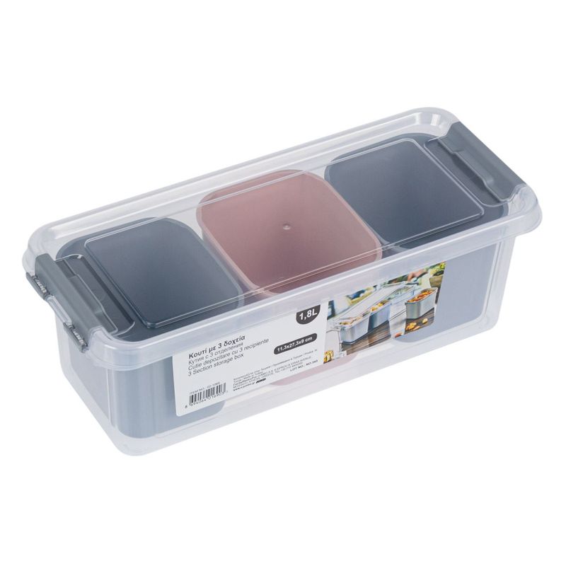 Casa si Gradina - Bucatarie si vesela - Organizare si depozitare bucatarie - Cutii alimentare - Set 3 caserole alimente, transparent, plastic, multicolor, capacitate 1.8l, potrivit pentru masina de spalat vase - Infinity.ro