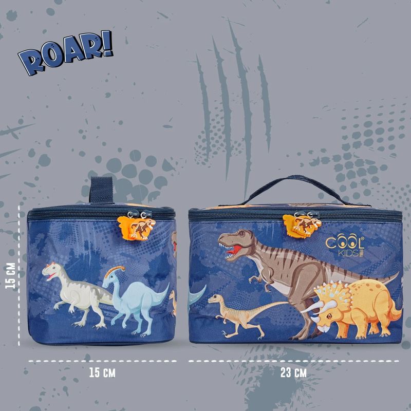 Sport si Outdoor - Camping - Bucatarie de camping - Cutii si genti frigorifice - Geanta termica pentru pranz, Perletti, 15x15x23 cm, model Dinozauri, colectia Cool Kids - Infinity.ro