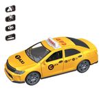 Jucarii, Copii si Bebe/Jucarii si jocuri/Vehicule si jucarii cu telecomanda/Masinute - Masina jucarie, model taxi, culoare galbena, lumini si sunete, usi rabatabile, functionare pe baterii - Infinity.ro