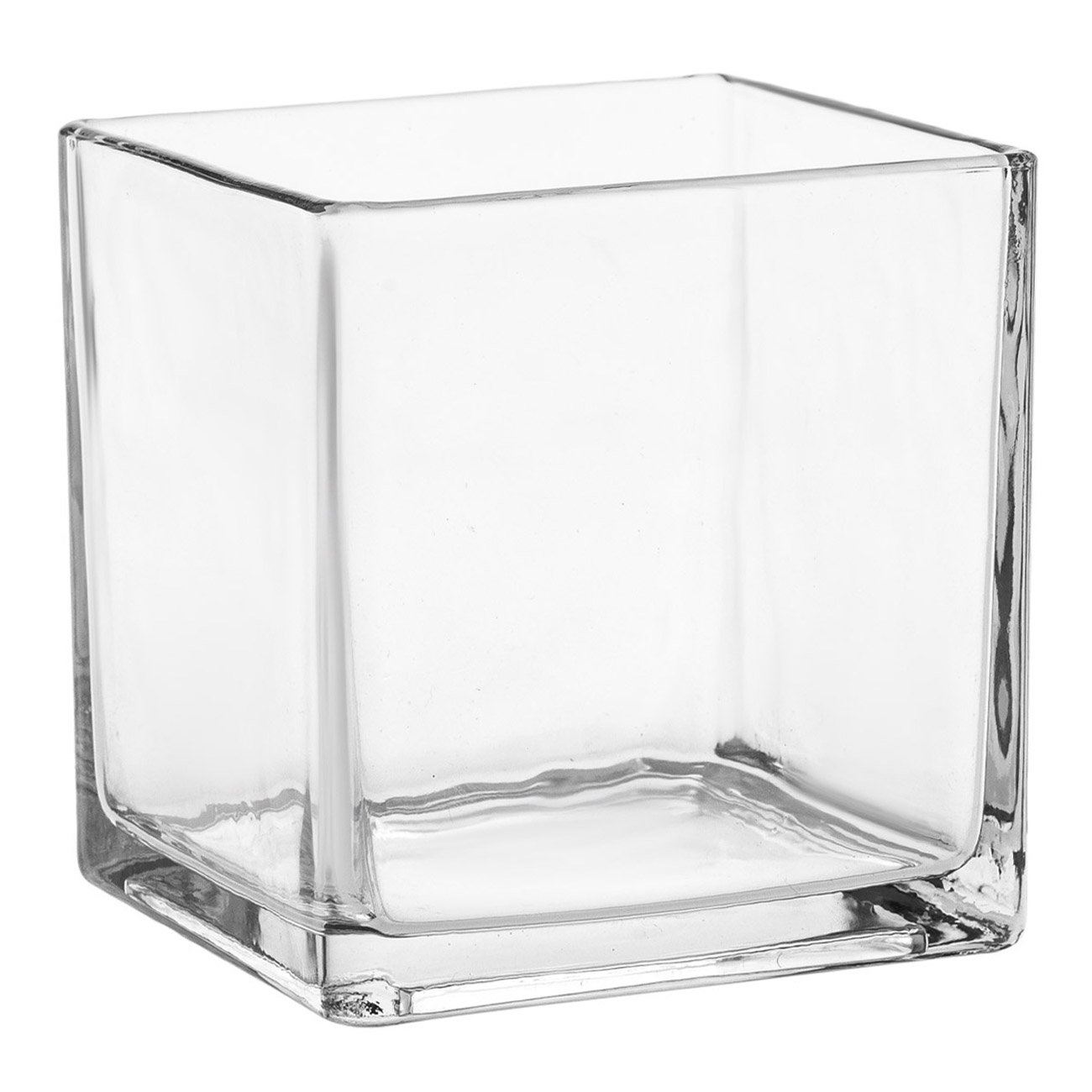 Vaza decorativa sticla, model patrat, dimensiuni 12 x 12 x 12cm, transparent