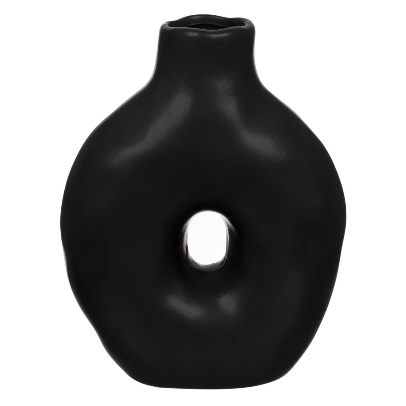 Vaza decorativa ceramica, model modern, culoare negru, dimensiuni 15 x 7 x 20cm