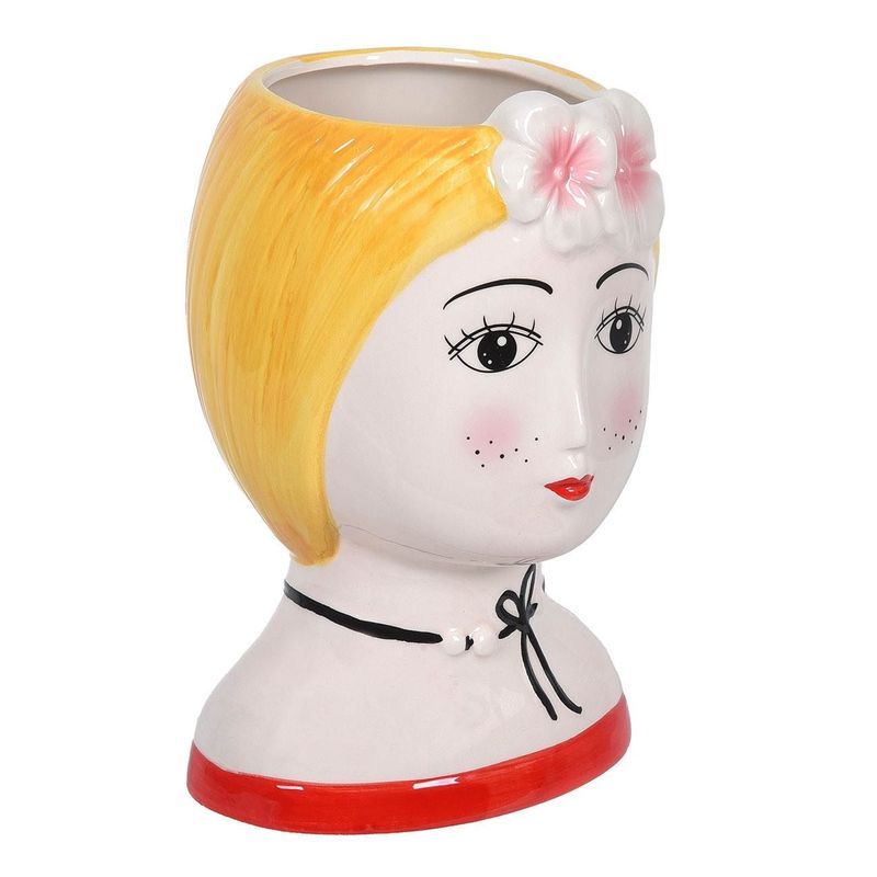 Casa si Gradina - Decoratiuni - Obiecte decorative - Vaze si boluri decorative - Vaza ceramica, model bust, par blond, capacitate 1.55l, 14 x 10x 22cm - Infinity.ro