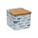 Casa si Gradina - Bucatarie si vesela - Organizare si depozitare bucatarie - Cutii alimentare - Solnita cu capac Versa Aqua Pesti Ceramica Dolomite 12,2 x 11,5 x 12,2 cm - Infinity.ro