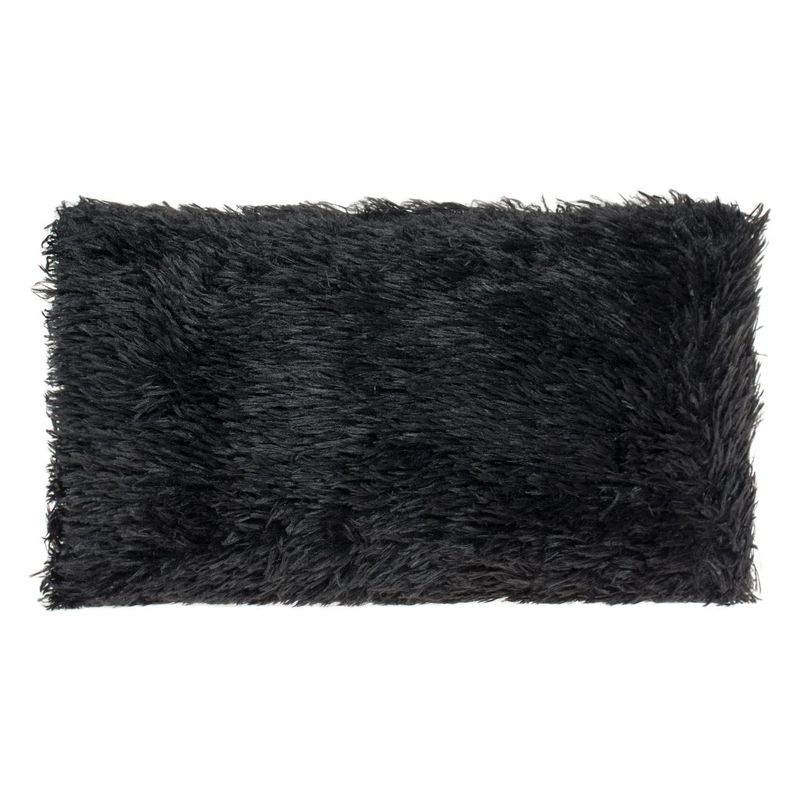 Casa si Gradina - Textile si covoare - Perne si pilote - Perne decorative - Perna decorativa, model shaggy, dimensiuni 50x 30cm, material poliester, culoare negru - Infinity.ro