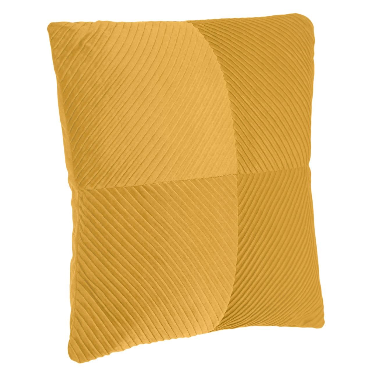 Perna decorativa velvet, galben mustar, 45 x 45cm, dungi reliefate
