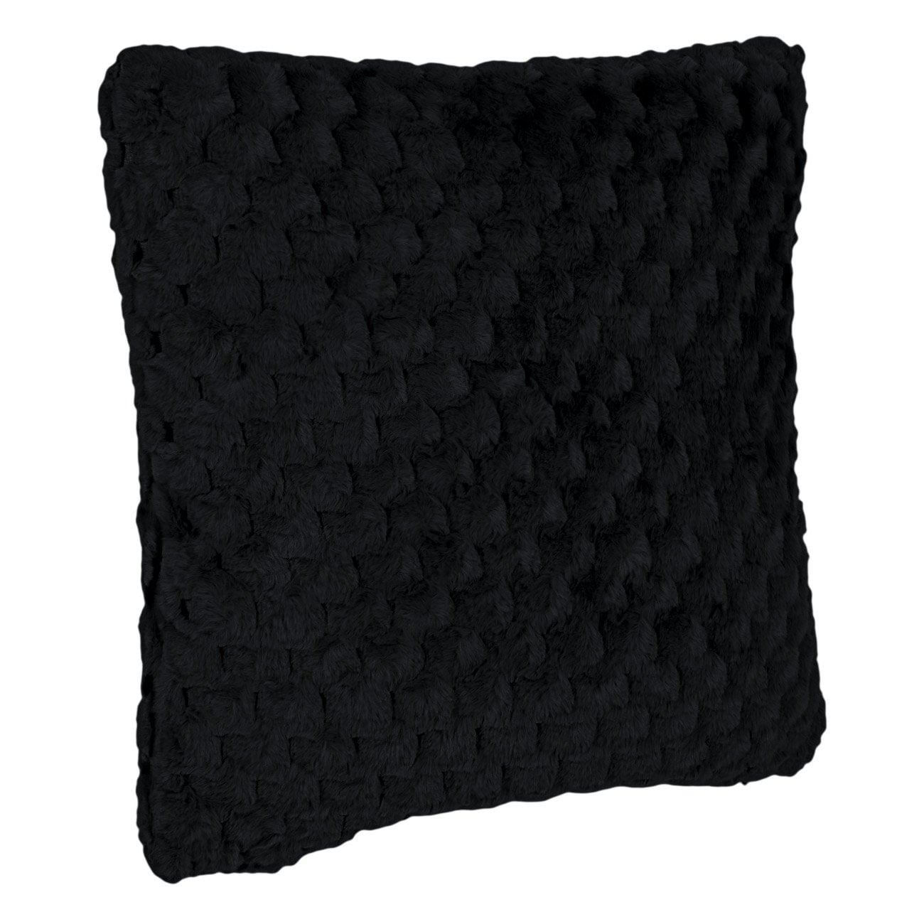 Perna decorativa, model reliefat, negru, 60x 60cm, imitatie blana