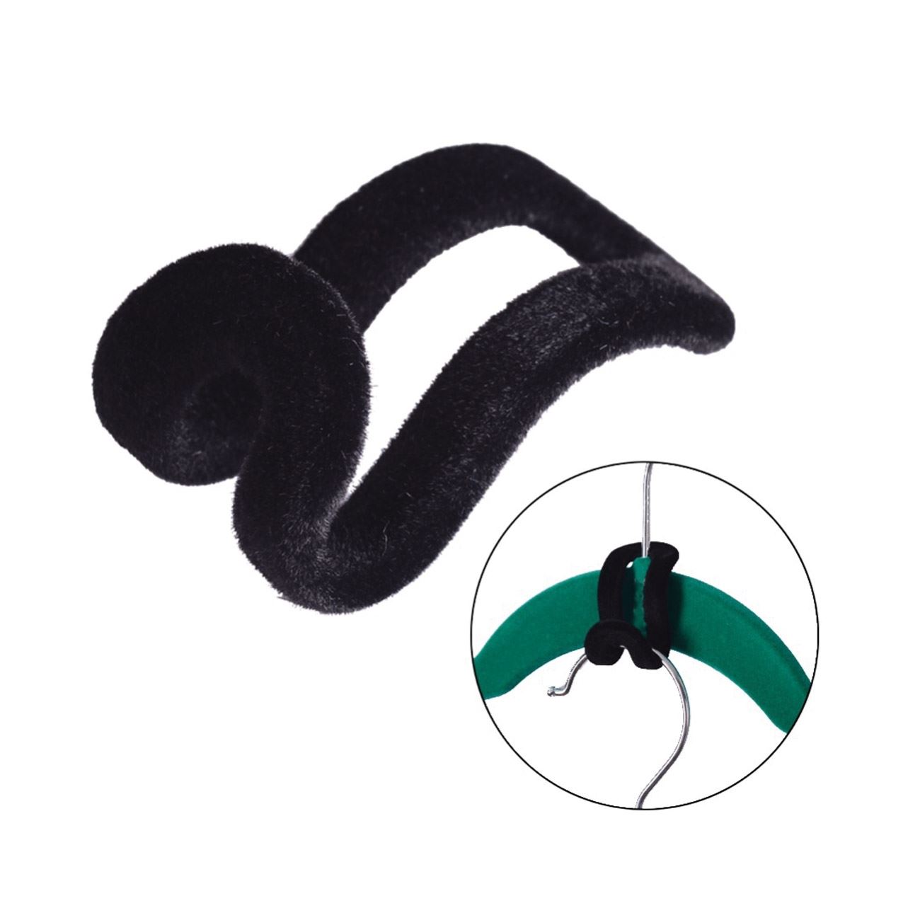 Set carlige umerase, 10 bucati, catifea, negru