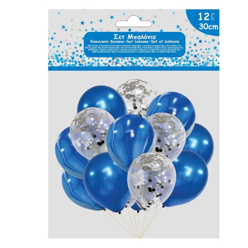 Casa si Gradina - Decoratiuni - Decoratiuni petrecere - Baloane - Set baloane petrecere, 12 buc, confetti, modalitate, material latex, multicolor, dimensiune 30cm - Infinity.ro