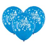 Casa si Gradina - Decoratiuni - Decoratiuni petrecere - Baloane - Set baloane ziua de nastere, latex, imprimeu happy birthday, albastru, 10 bucati - Infinity.ro
