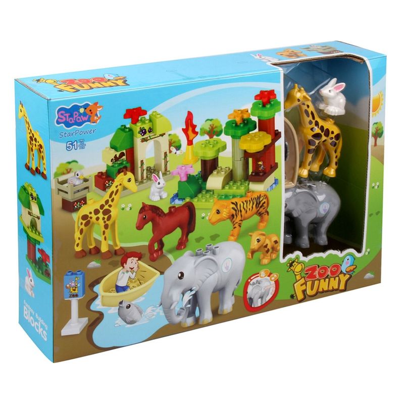 Jucarii, Copii si Bebe - Jucarii si jocuri - Figurine - Set caramizi zoo funny, 51 piese, multicolor, baterii incluse, 2+ ani - Infinity.ro