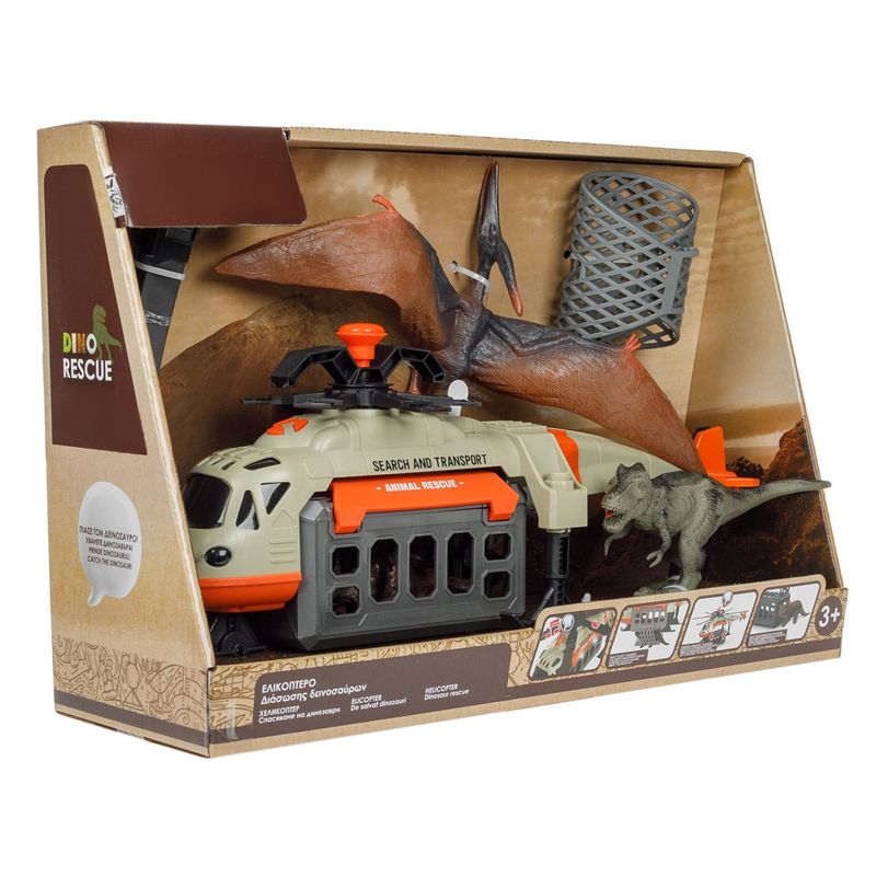 Jucarii, Copii si Bebe - Jucarii si jocuri - Vehicule si jucarii cu telecomanda - Elicoptere, avioane si nave de jucarie - Elicopter dino rescue 3+ ani, sunet si lumina, set 2 figurine, multicolor - Infinity.ro