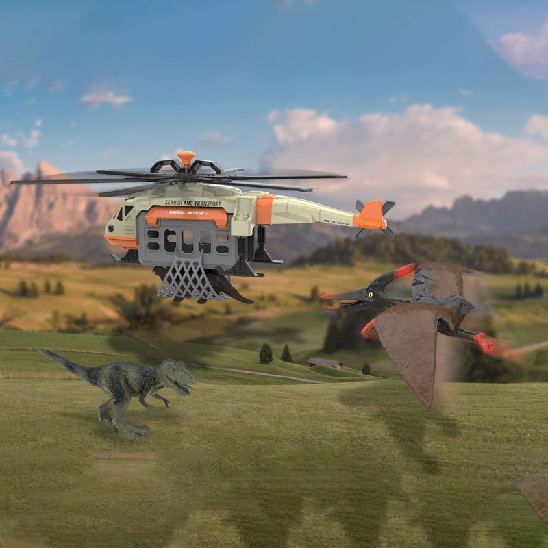 Jucarii, Copii si Bebe - Jucarii si jocuri - Vehicule si jucarii cu telecomanda - Elicoptere, avioane si nave de jucarie - Elicopter dino rescue 3+ ani, sunet si lumina, set 2 figurine, multicolor - Infinity.ro