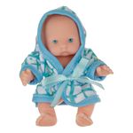 Jucarii, Copii si Bebe - Jucarii si jocuri - Papusi si accesorii - Papusi - Papusa bebelus, model halat, culoare bleu si alb, dimensiuni 12cm - Infinity.ro