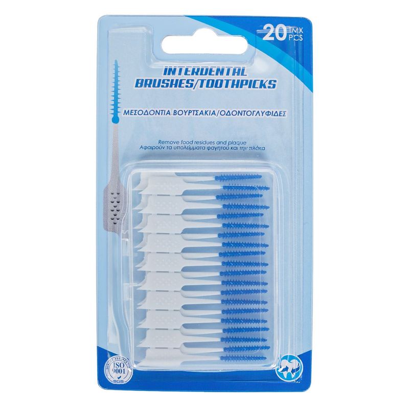 Ingrijire personala si Cosmetice - Igiena dentara - Periute de dinti clasice - Periuta interdentare, unica folosinta, varf flexibil, set 20 bucati, silicon moale, alb/albastru - Infinity.ro