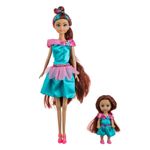 Jucarii, Copii si Bebe - Jucarii si jocuri - Papusi si accesorii - Papusi - Set papusi, printesa si fetita, par rosu, rochie satinata, multicolor, 2 bucati - Infinity.ro