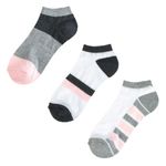 Fashion, accesorii si bijuterii - Femei - Lenjerie si pijamale femei - Sosete si ciorapi femei - Sosete sport dama, set 3 perechi, multicolor, dungi roz gri antracit - Infinity.ro