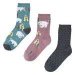 Fashion, accesorii si bijuterii - Femei - Lenjerie si pijamale femei - Sosete si ciorapi femei - Set sosete femei multicolor, 3 perechi, imprimeu ursuleti si buline - Infinity.ro