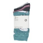 Fashion, accesorii si bijuterii - Femei - Lenjerie si pijamale femei - Sosete si ciorapi femei - Set sosete femei multicolor, 3 perechi, imprimeu ursuleti si buline - Infinity.ro