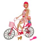 Jucarii, Copii si Bebe - Jucarii si jocuri - Papusi si accesorii - Papusi - Set papusi betty, manechin cu bicicleta, copil si caine, multicolor, 3 piese - Infinity.ro
