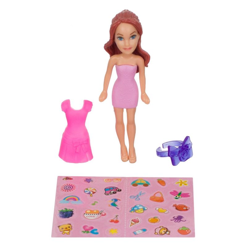 Jucarii, Copii si Bebe - Jucarii si jocuri - Papusi si accesorii - Papusi - Set papusi, mini pocket dolls, rochie si accesorii, multicolor, 4 bucati - Infinity.ro