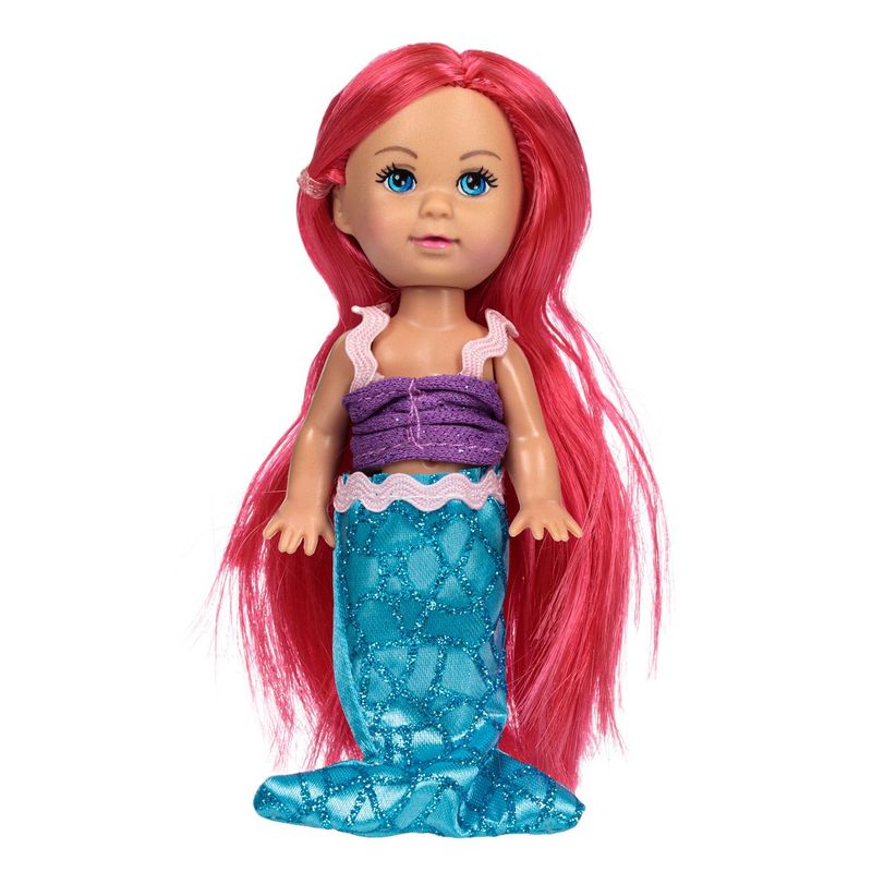 Jucarii, Copii si Bebe - Jucarii si jocuri - Papusi si accesorii - Papusi - Set papusi sirene, par lung rosu, costum de baie mov, coada bleu cu glitter - Infinity.ro