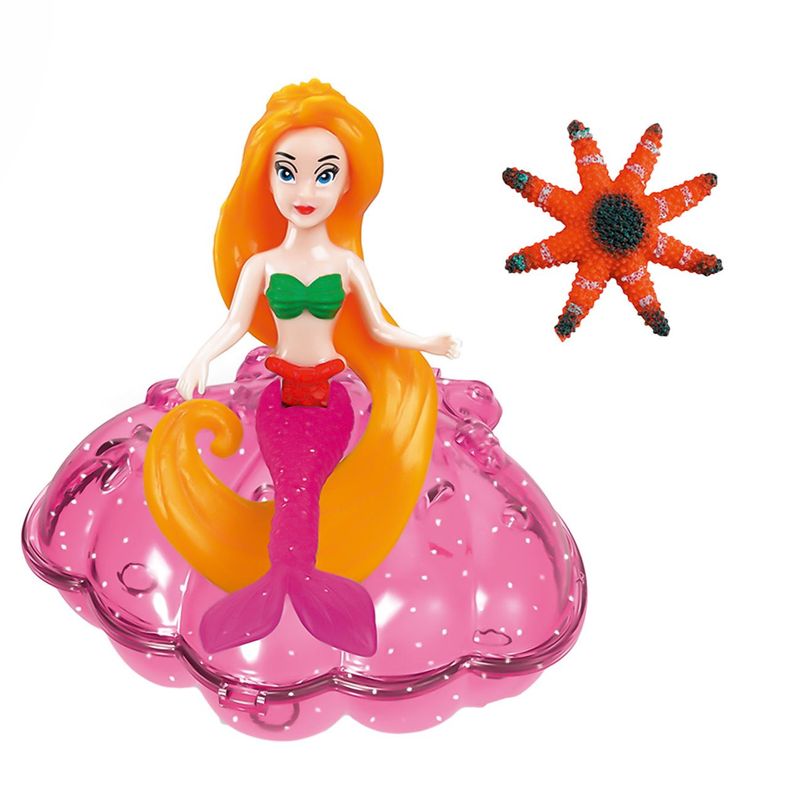 Jucarii, Copii si Bebe - Jucarii si jocuri - Papusi si accesorii - Papusi - Set papusi sirena in scoica, 3 bucati, multicolor, par lung, coada si stea de mare - Infinity.ro
