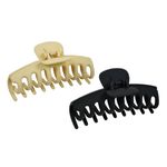 Fashion, accesorii si bijuterii - Femei - Accesorii femei - Accesorii pentru par femei - Set clame par femei, 2 bucati, plastic, culoare negru si bej, 11cm - Infinity.ro