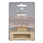 Fashion, accesorii si bijuterii - Femei - Accesorii femei - Accesorii pentru par femei - Set clame de par, dreptunghiulare, transparent si mat, nude, 8.5cm, 2 bucati - Infinity.ro