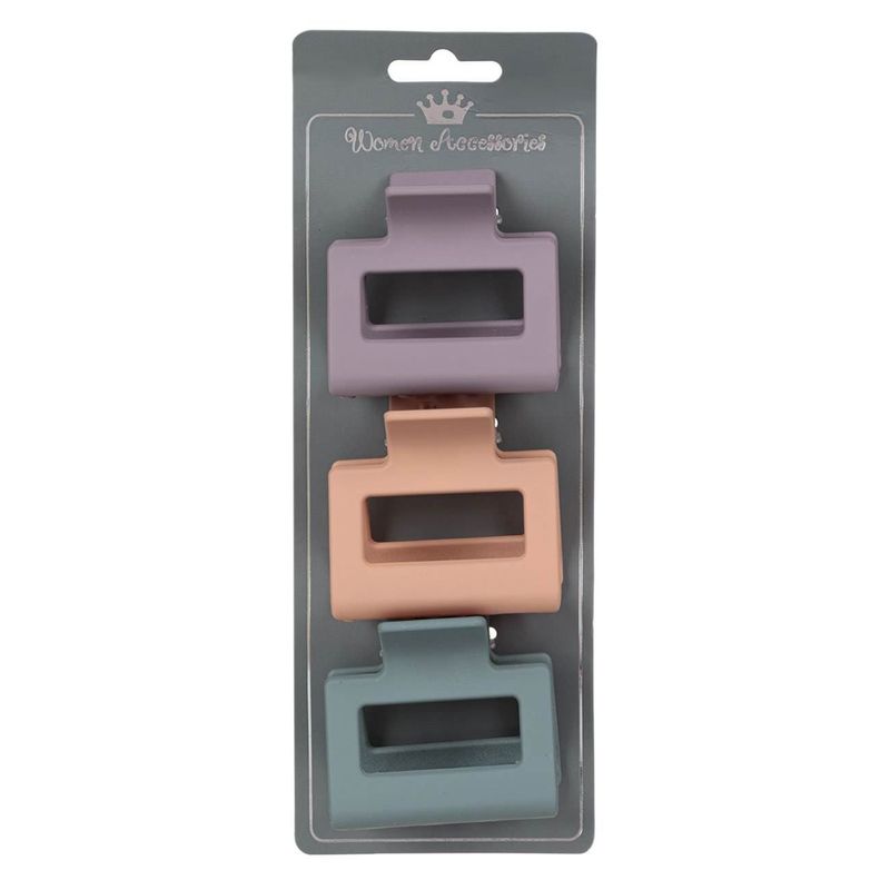 Fashion, accesorii si bijuterii - Femei - Accesorii femei - Accesorii pentru par femei - Clame de par, set 3 bucati, multicolor, mat, dimensiune 6 cm - Infinity.ro