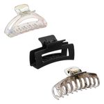 Fashion, accesorii si bijuterii - Femei - Accesorii femei - Accesorii pentru par femei - Clame par femei, set 3 bucati, negru, multicolor, marble, 8.5 cm - Infinity.ro
