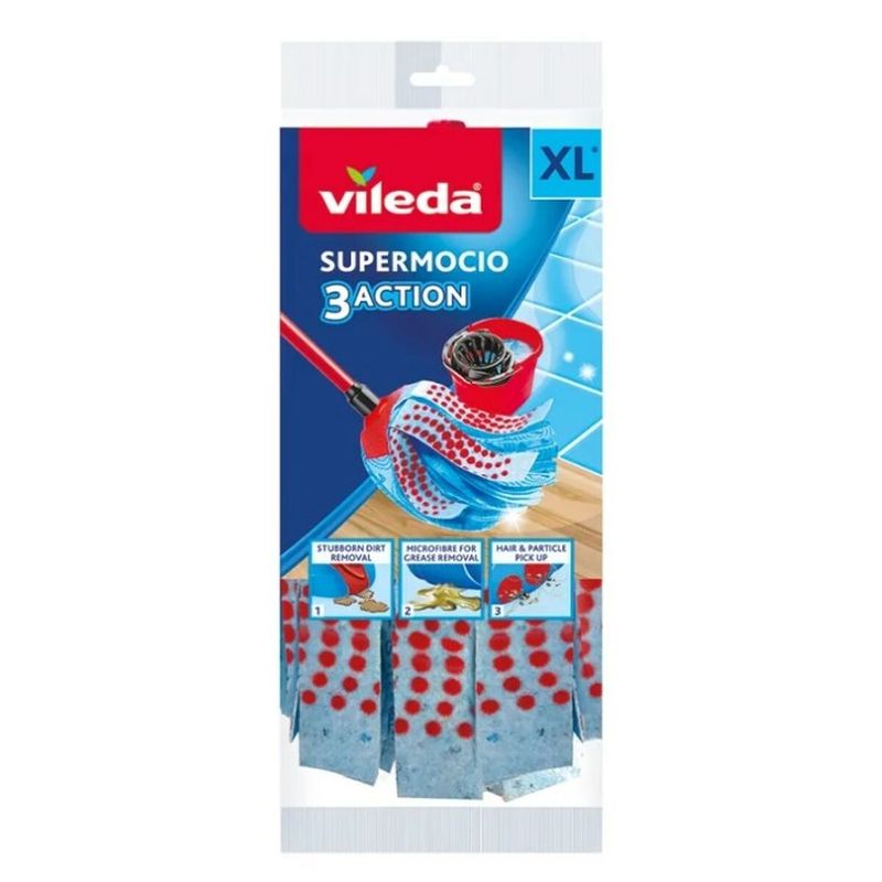 Market - Curatenie si intretinere casa - Produse menaj - Mopuri - Mop Vileda 3Action Velour XL Albastru Rosu - Infinity.ro