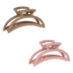 Fashion, accesorii si bijuterii - Femei - Accesorii femei - Accesorii pentru par femei - Set clame de par, 11cm, taupe si roz, 2 bucati, plastic - Infinity.ro