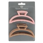 Fashion, accesorii si bijuterii - Femei - Accesorii femei - Accesorii pentru par femei - Set clame de par, 11cm, taupe si roz, 2 bucati, plastic - Infinity.ro