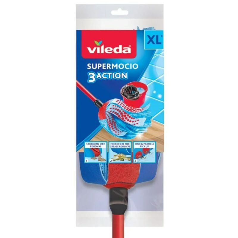Market - Curatenie si intretinere casa - Produse menaj - Mopuri - Mop Vileda 3Action Velour XL Albastru Rosu - Infinity.ro