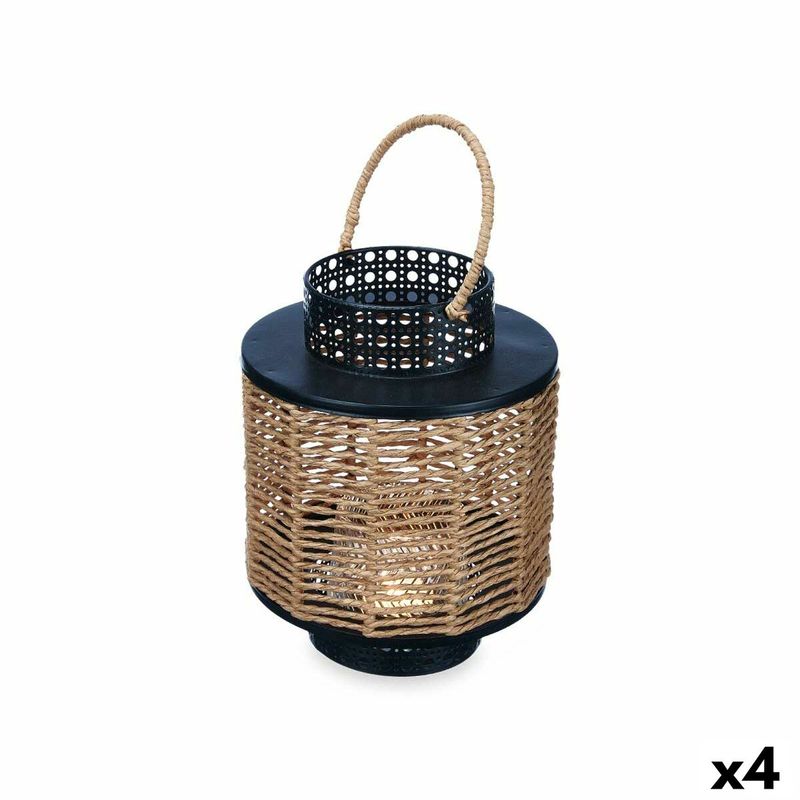 Casa si Gradina - Decoratiuni - Aromaterapie si lumanari - Suporturi lumanari - Lucerna Negru Metal 17 x 23 x 17 cm (4 Unitati) Ratan - Infinity.ro