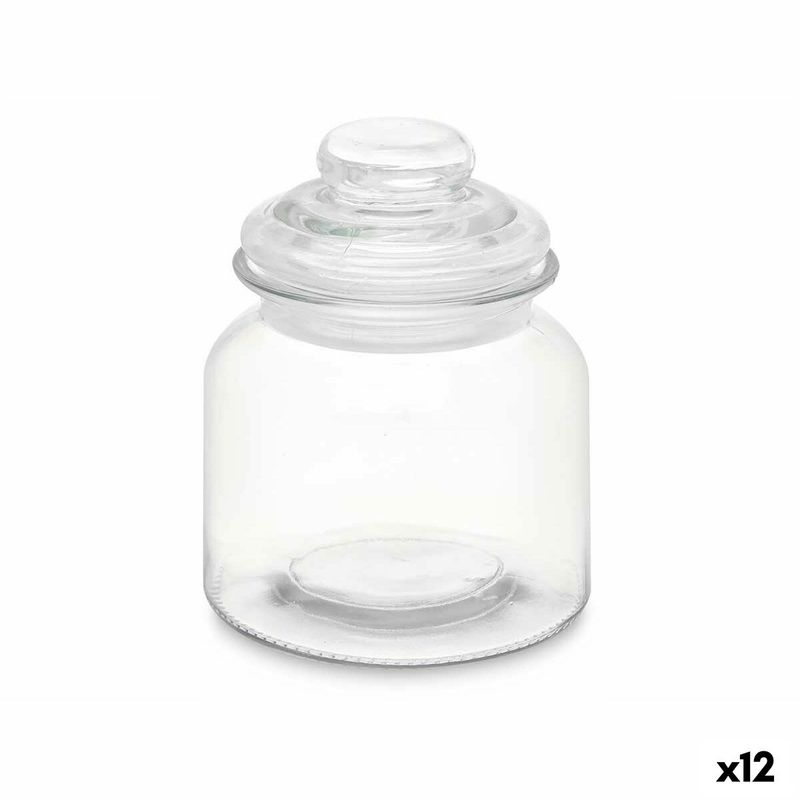 Casa si Gradina - Bucatarie si vesela - Organizare si depozitare bucatarie - Borcane si capace - Borcan Transparent Sticla 600 ml (12 Unitati) Cu Capac - Infinity.ro