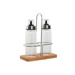 Casa si Gradina - Bucatarie si vesela - Organizare si depozitare bucatarie - Cutii alimentare - Set de ulei si otet Home ESPRIT Transparent Natural Bambus Geam 18,5 x 9,3 x 24 cm - Infinity.ro