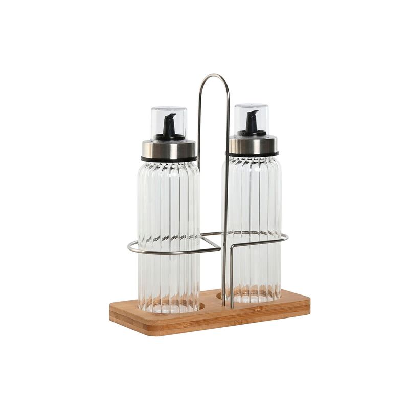 Casa si Gradina - Bucatarie si vesela - Organizare si depozitare bucatarie - Cutii alimentare - Set de ulei si otet Home ESPRIT Transparent Natural Bambus Geam 18,5 x 9,3 x 24 cm - Infinity.ro