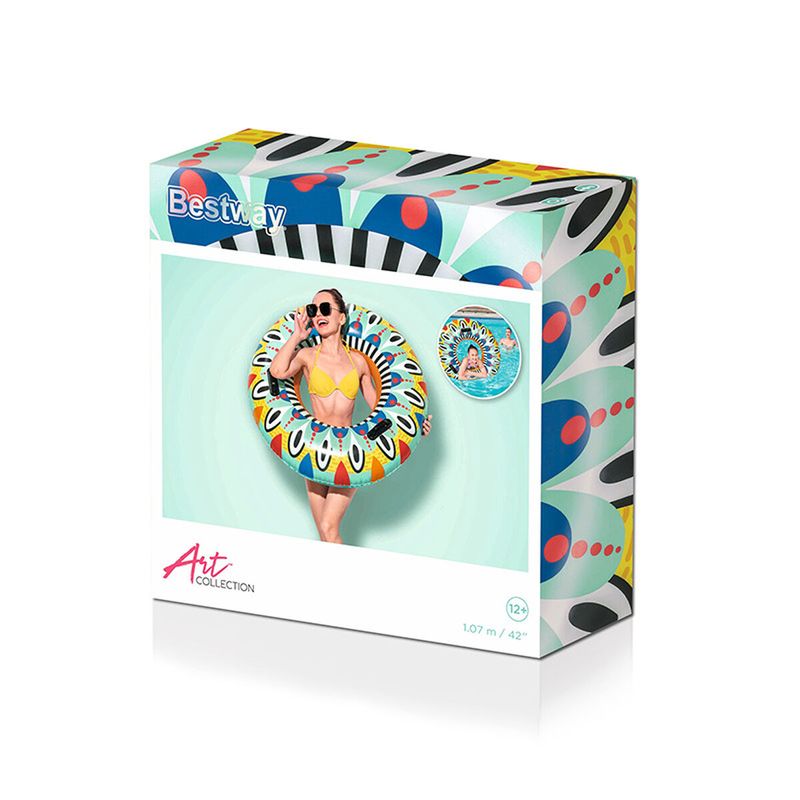 Jucarii, Copii si Bebe - Jucarii si jocuri - Jucarii de exterior - Colaci, ochelari si accesorii inot copii - Flotor gonflabil Bestway Multicolor Ø 107 cm - Infinity.ro