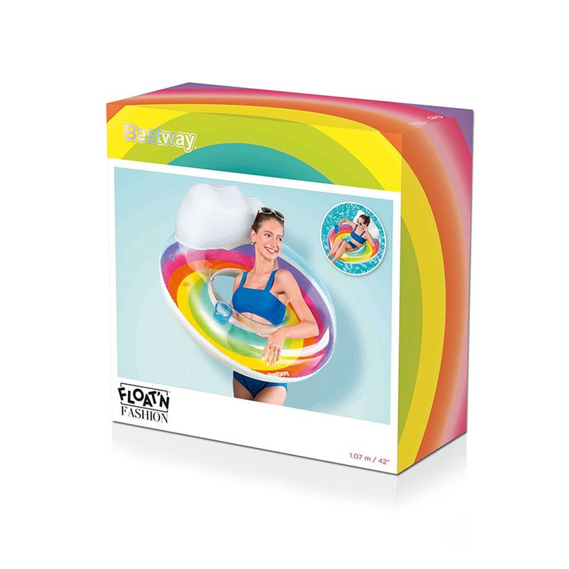 Jucarii, Copii si Bebe - Jucarii si jocuri - Jucarii de exterior - Colaci, ochelari si accesorii inot copii - Roata gonflabila Bestway Multicolor Curcubeu Ø 107 cm - Infinity.ro