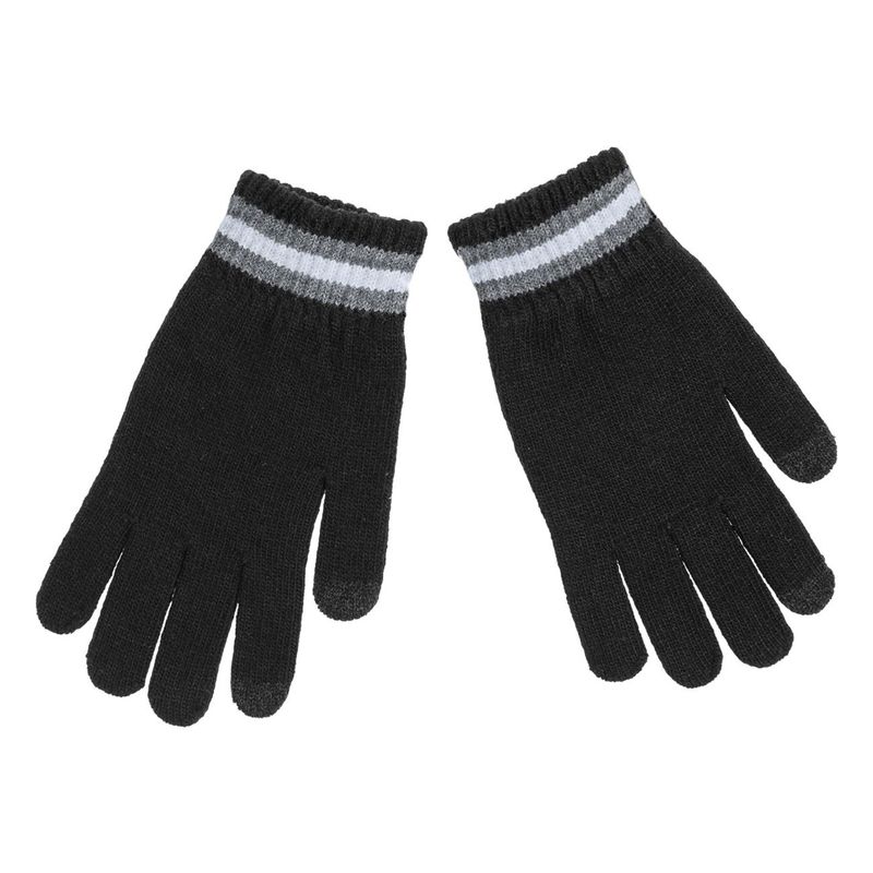 Fashion, accesorii si bijuterii - Barbati - Accesorii barbati - Manusi barbati - Manusi touchscreen barbati, tricotate, dungi gri, negru, 1 pereche - Infinity.ro