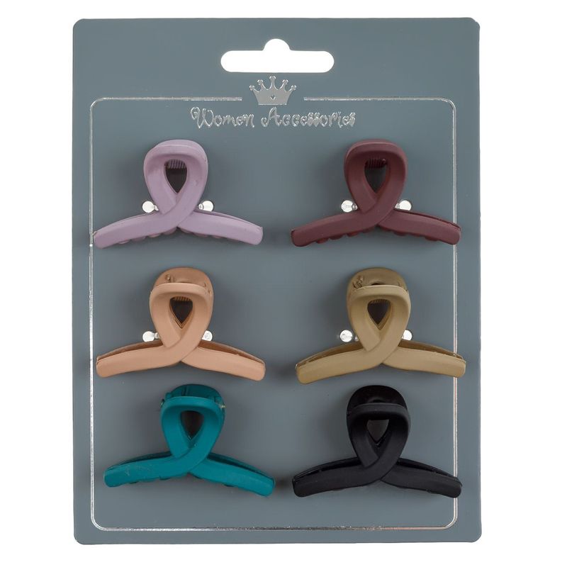 Fashion, accesorii si bijuterii - Femei - Accesorii femei - Accesorii pentru par femei - Set clame par, model bucla, multicolor, 4.5cm, 6 bucati - Infinity.ro