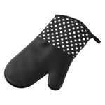 Casa si Gradina - Textile si covoare - Textile bucatarie - Manusi bucatarie - Manusa silicon, neagra cu buline, captusita, 32 x 18.5cm - Infinity.ro