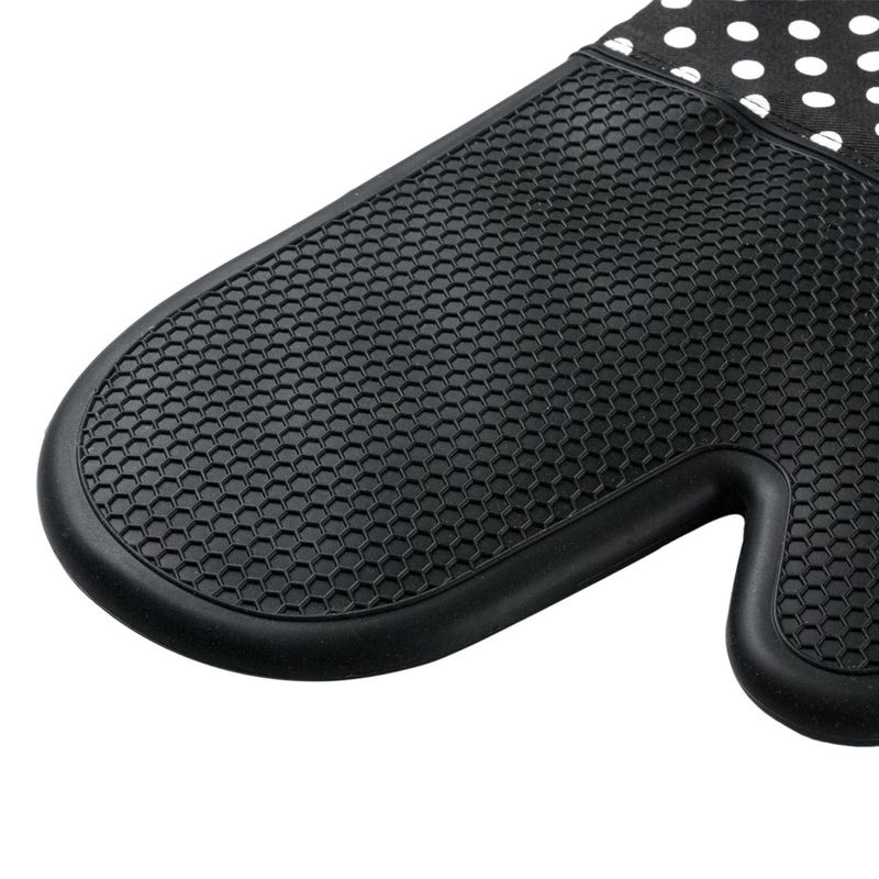 Casa si Gradina - Textile si covoare - Textile bucatarie - Manusi bucatarie - Manusa silicon, neagra cu buline, captusita, 32 x 18.5cm - Infinity.ro