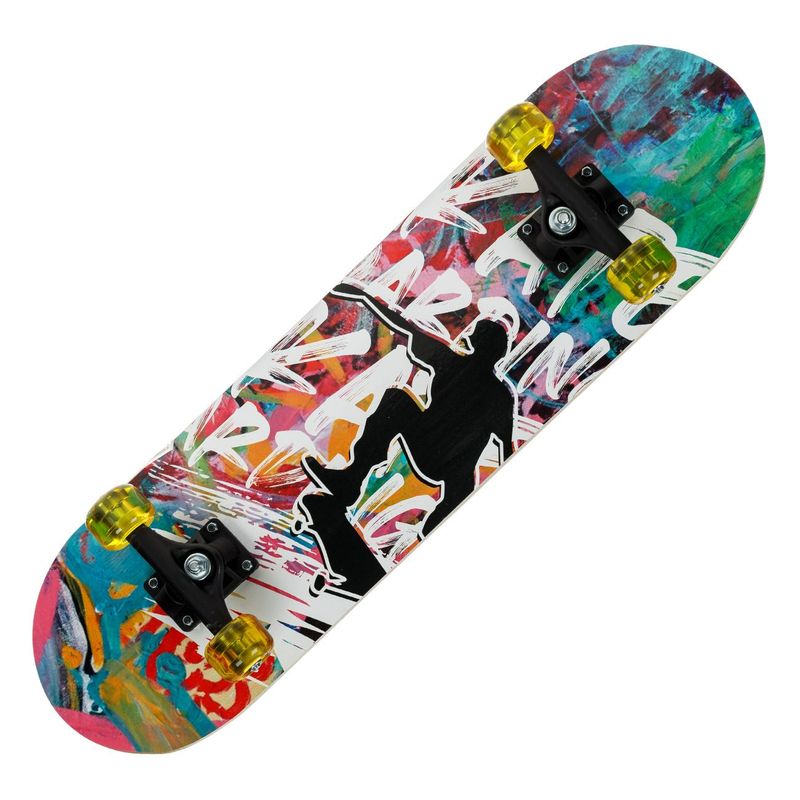 Sport si Outdoor/Role, trotinete si skateboard/Placi de rulat/Skateboard - Skateboard aluminiu, 71 x 20 cm, multicolor, roti pu, rulmenti abec-5, baza antiderapanta - Infinity.ro