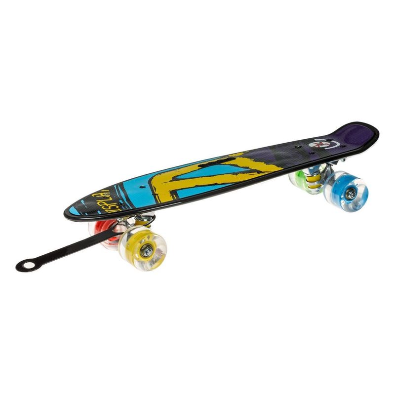 Sport si Outdoor/Role, trotinete si skateboard/Placi de rulat/Skateboard - Skateboard pennyboard, model multicolor, maner de transport, led, 56 x 14cm, cadru aluminiu - Infinity.ro