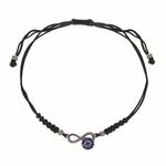 Fashion, accesorii si bijuterii - Femei - Bijuterii femei - Bratari femei - Bratara dama infinity, cordon negru, decor ochi bleu, strass argintiu - Infinity.ro