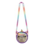 Fashion, accesorii si bijuterii - Copii - Accesorii copii - Bijuterii si ceasuri copii - Set bijuterii unicorn, 6 piese, geanta transparenta multicolor, diametru 13.5 cm, inaltime 4 cm - Infinity.ro